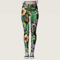 Padrão de Flor Tropical Echado Amarelo-Rosa Preto