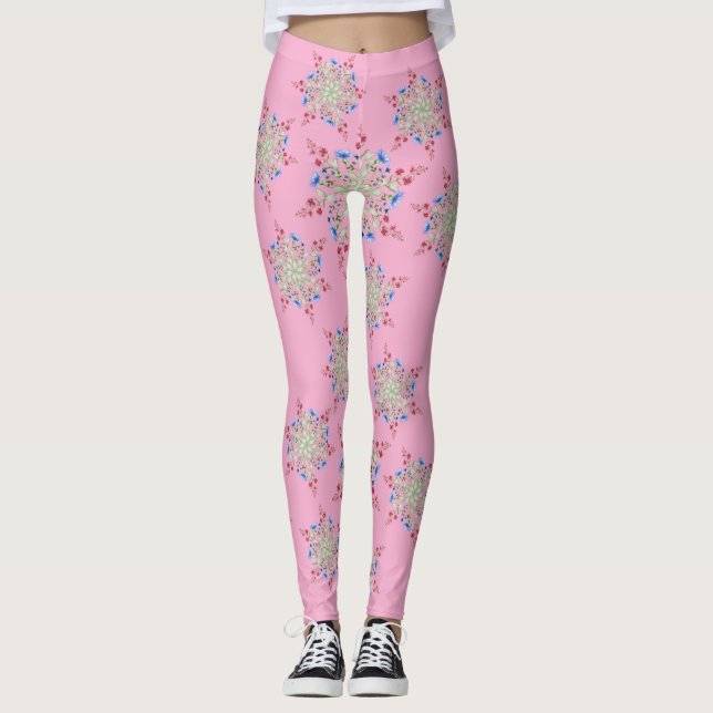Legging Padrão de Flor Único Projetado (Frente)