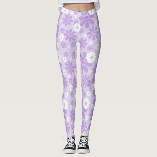Legging Padrão de Florais Pastel LAVANDA (Frente)