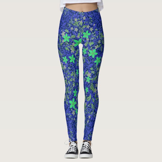 Legging Padrão de flores 08.b Dblue BG (Frente)