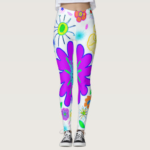 Legging Padrão de Flores Coloridas
