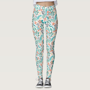 Legging Padrão de flores coloridas de primavera