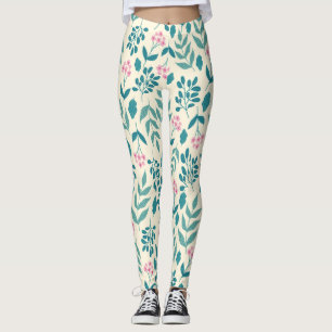 Legging padrão de flores cor-de-rosa em aquarela presente 