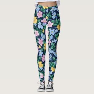 Legging Padrão de Flores de Mola