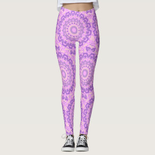 Legging Padrão de Flores de Yoga Zen Abstrato cor-de-rosa
