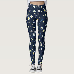 Legging Padrão de Flores Delicadas