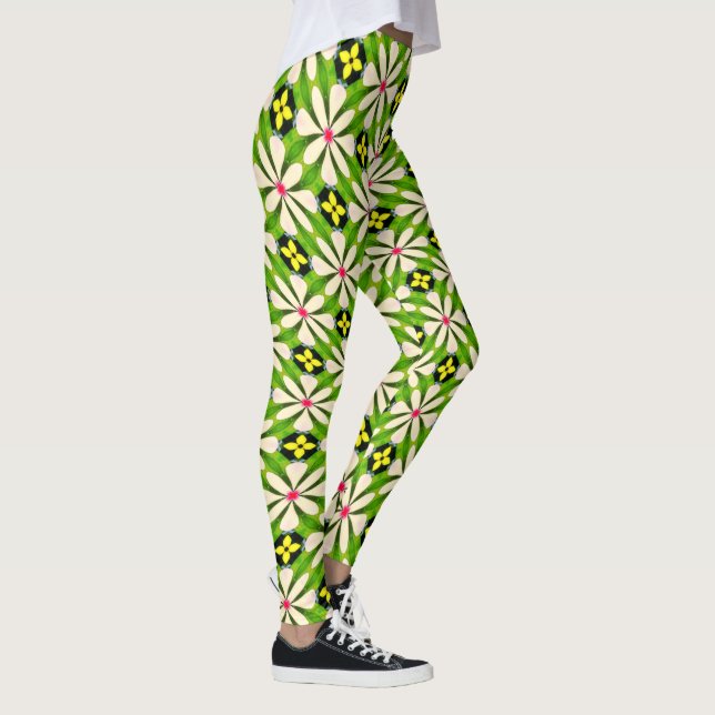 Legging Padrão de Flores Estéticas (Direita)