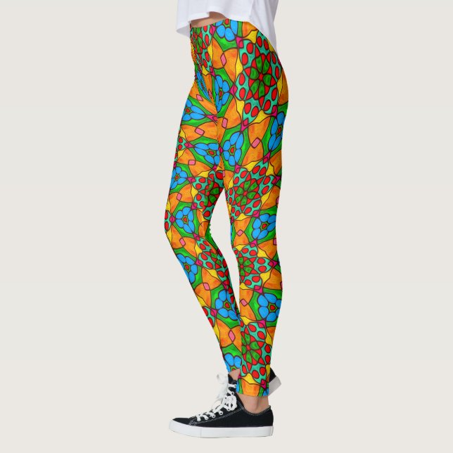 Legging Padrão de Flores Estéticas (Esquerda)
