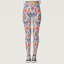 Legging Padrão de flores folclóricas