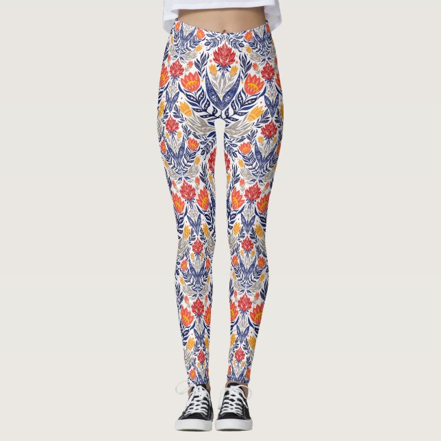 Legging Padrão de flores folclóricas (Frente)