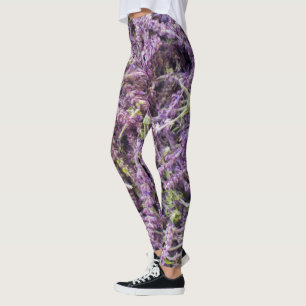 Legging padrão de flores Lavandas