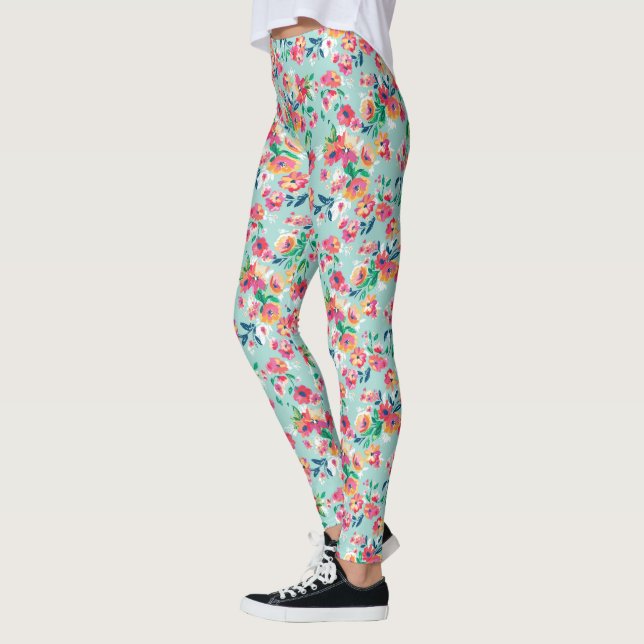 Legging Padrão de Flores Pintadas (Esquerda)