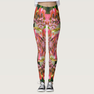 Legging Padrão de Flores Rosa