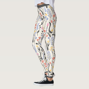 Legging Padrão de flores silvestres