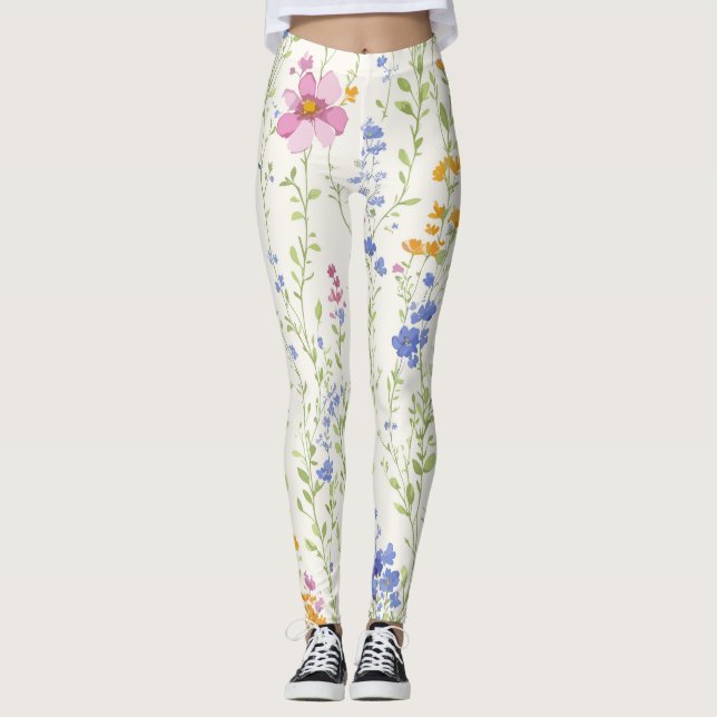 Legging Padrão de flores silvestres (Frente)