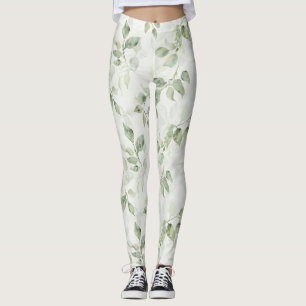 Legging Padrão de Folha Botânica