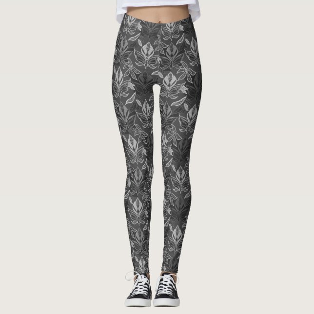 Legging Padrão de Folha Delicada (Frente)