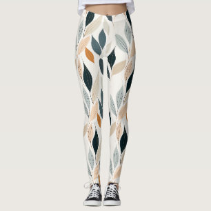 Legging Padrão de Folha Minimalista Terroso em Botânica Ne