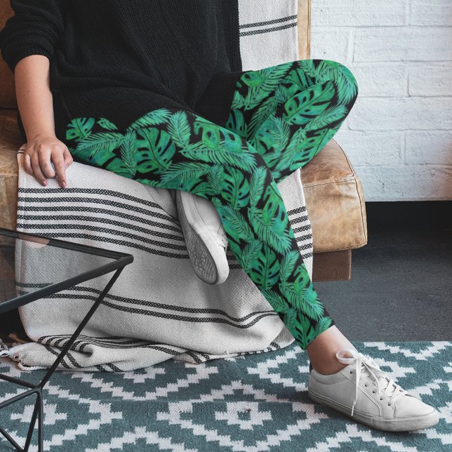 Legging Padrão de Folha Monstera Tropical (Criador carregado)