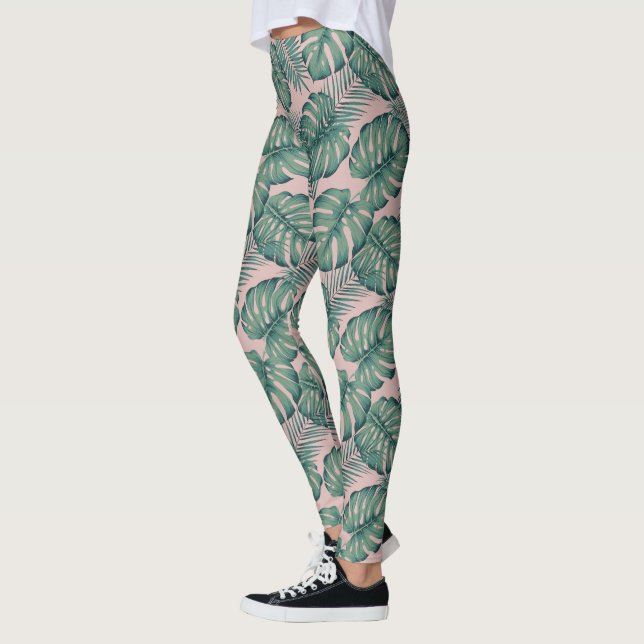 Legging Padrão de Folha Tropical (Esquerda)