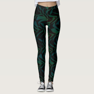 Legging Padrão de Folha Tropical de Socialite