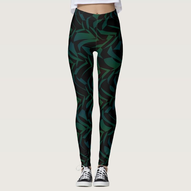 Legging Padrão de Folha Tropical de Socialite (Frente)