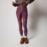 Legging Padrão de Folha Tropical Vermelha Escura Moderna<br><div class="desc">Como amante da natureza e viciado em viagem,  esta design veio das minhas memórias dessas viagens. O lindo modelo de folha tropical impressão apresenta tons de roxo e vermelho.</div>
