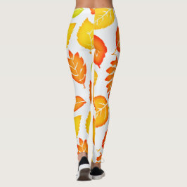 Legging Padrão de Folhas Coloridas
