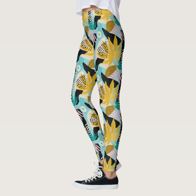 Legging Padrão de Folhas da Floresta Tropical (Esquerda)