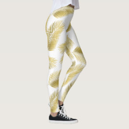Legging Padrão de Folhas de Folha de Ouro
