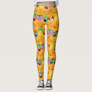 Legging Padrão de Folhas de outono da Rua Sésame