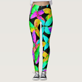 Legging Padrão de Folhas Neonscape