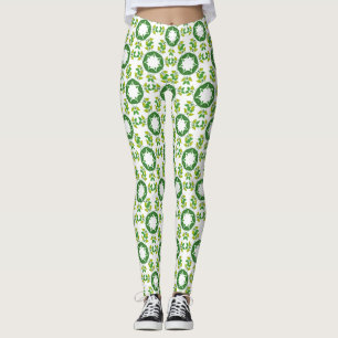 Legging Padrão de Folhas, Padrão de Folhagens, Folhas Verd