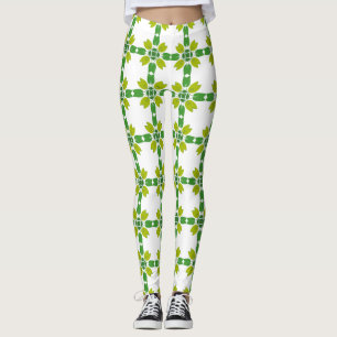 Legging Padrão de Folhas, Padrão de Folhagens, Folhas Verd