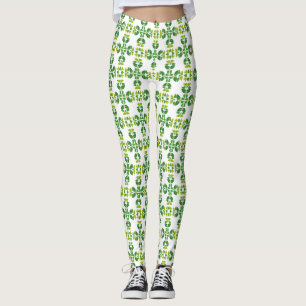 Legging Padrão de Folhas, Padrão de Folhagens, Folhas Verd