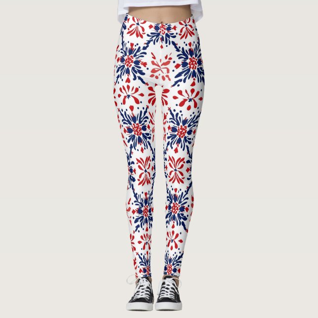 Legging Padrão de Folk Tradicional (Frente)