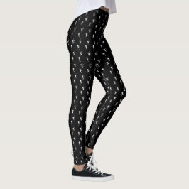 Legging Padrão de Formigas Brancas no Preto