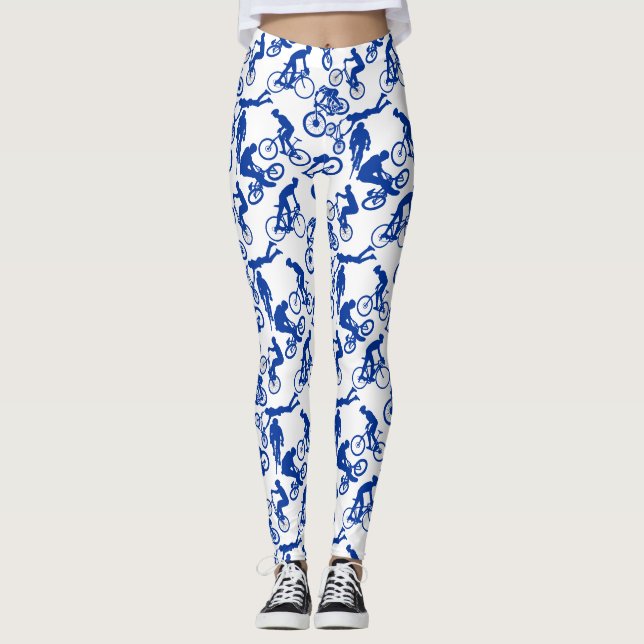 Legging Padrão de Freestyles de Ciclo.w x4 Branco BG (Frente)