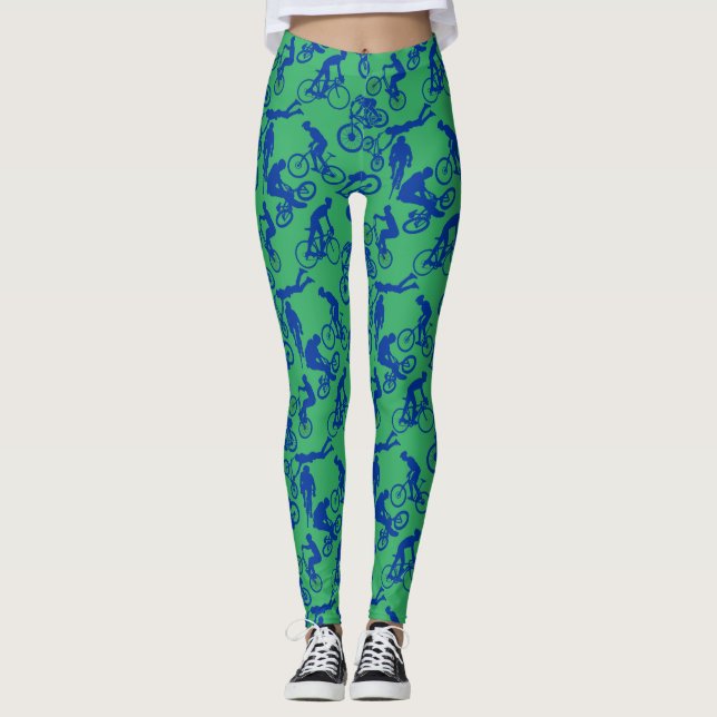 Legging Padrão de Freestyles de Ciclo.w x4 Verde BG (Frente)