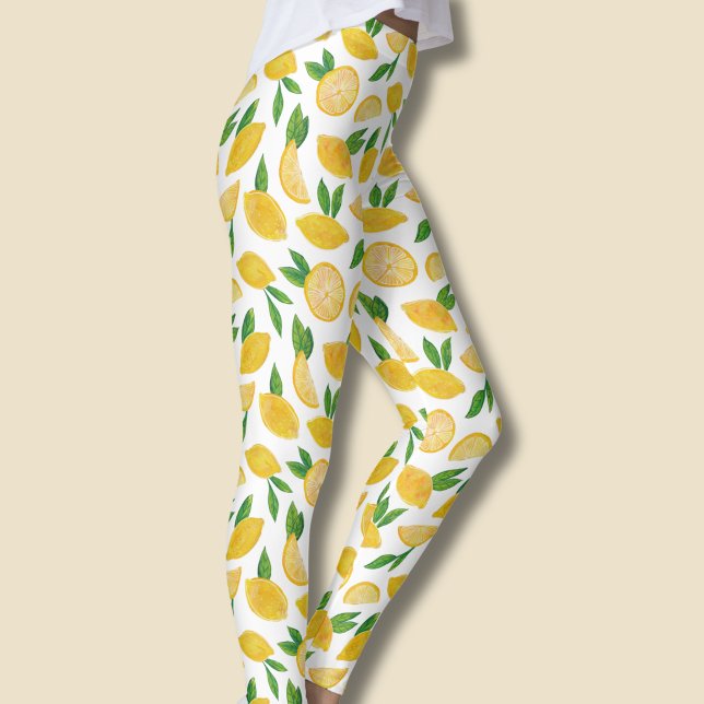 Legging Padrão de Fruta Cítrica Limão (Citrus lemon pattern fruit leggings)