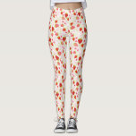 Legging Padrão de Fruta de Morango Vermelho Cinto<br><div class="desc">Um padrão doce vermelho e rosa de morango e flor decora essas leggings. Um padrão de fruta divertido para as meninas. Projetado para você pelo Blackberry Boulevard.</div>