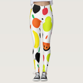 Legging Padrão de Fruta de Neon com brilho tropical