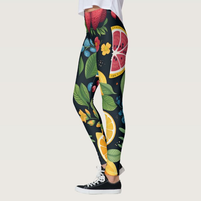 Legging Padrão de Fruta fresca colorida (Esquerda)