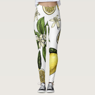 Legging Padrão de Fruta tropical de limão