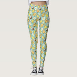 Legging Padrão de Fruta Tropical de Verão