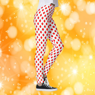 Legging Padrão de Fruta Vermelha da Apple