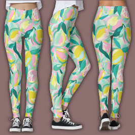 Legging Padrão de Frutas | Citrinos Vibrantes