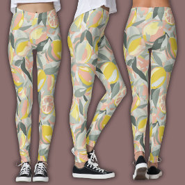 Legging Padrão de Frutas | Citrinos Vibrantes