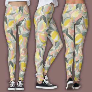 Legging Padrão de Frutas     Citrinos Vibrantes