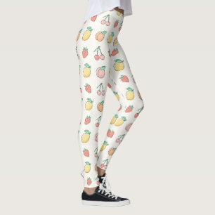 Legging Padrão de Frutas Fofas Estética de Verão Divertida